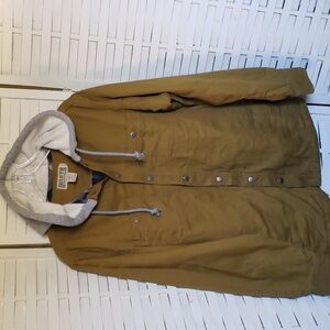 Duluth Trading Co. Flannel plaid lined button down shirt/jacket hoodie s…